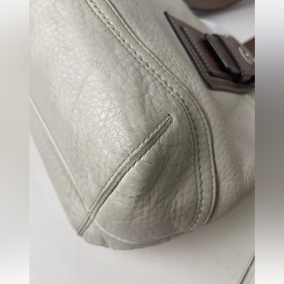 Authentic Vintage Coach Cream Leather Handbag Buckle brown straps F12302 READ - Picture 11 of 16